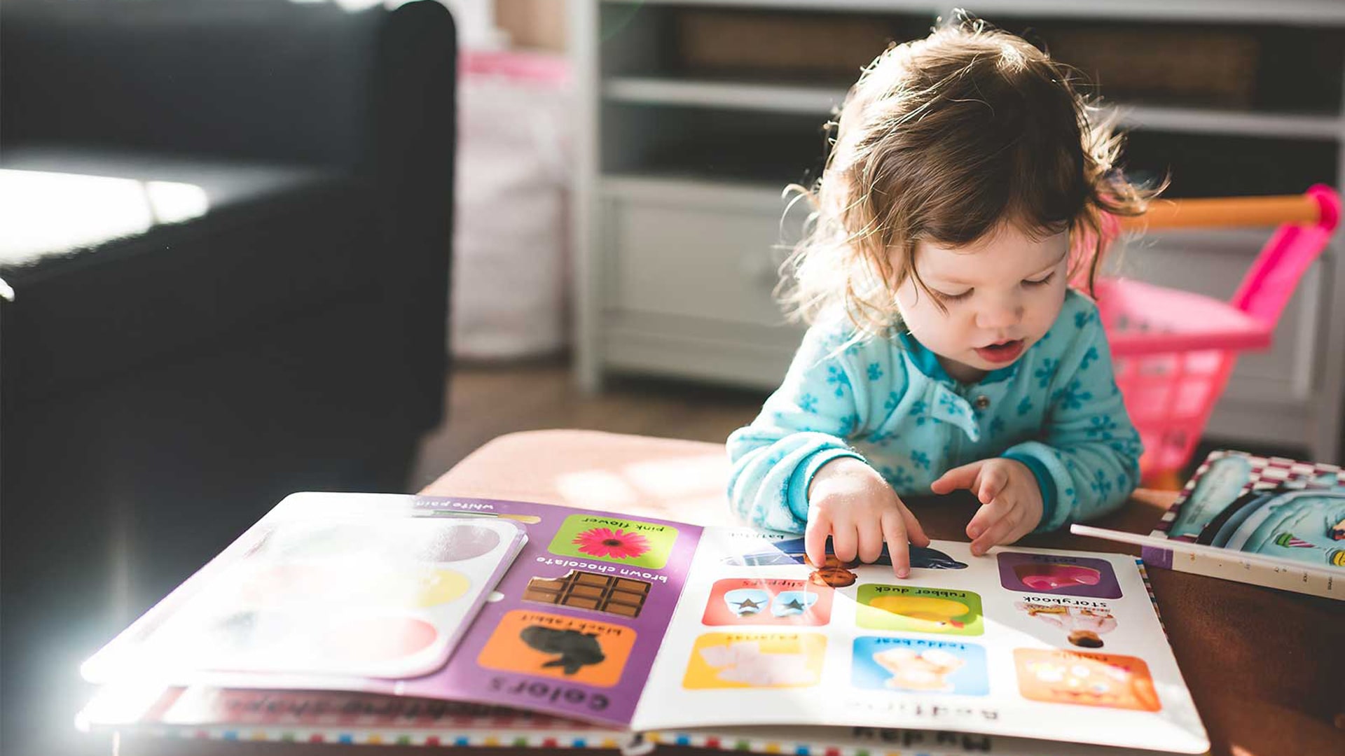 Child reading and learning